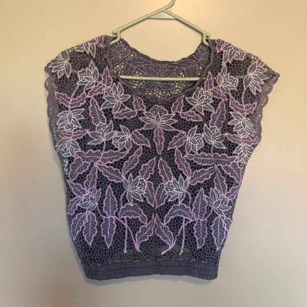 Embroidered Cutout Short Cover Up Top